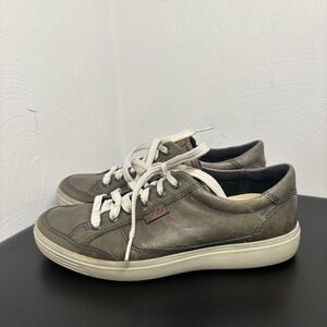 Ecco Men's Soft 7 Brown/Green Leather Low Top Lace-Up Sneakers Shoes Sz 39/5-5.5